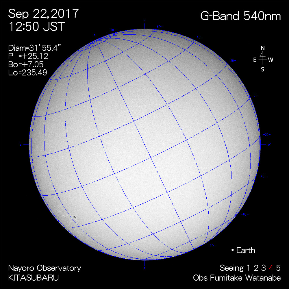 2017年9月22日540nm波長の太陽