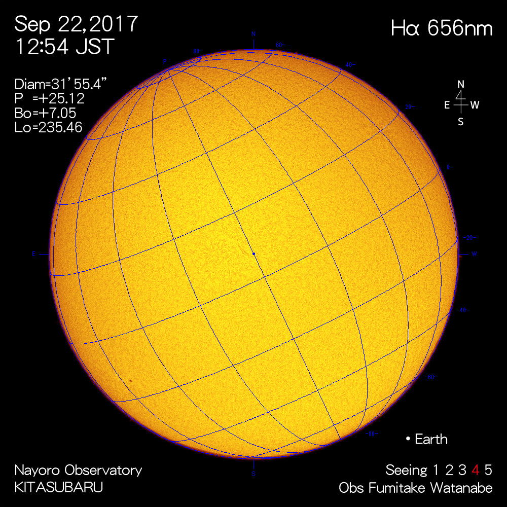 2017年9月22日Hα波長の太陽