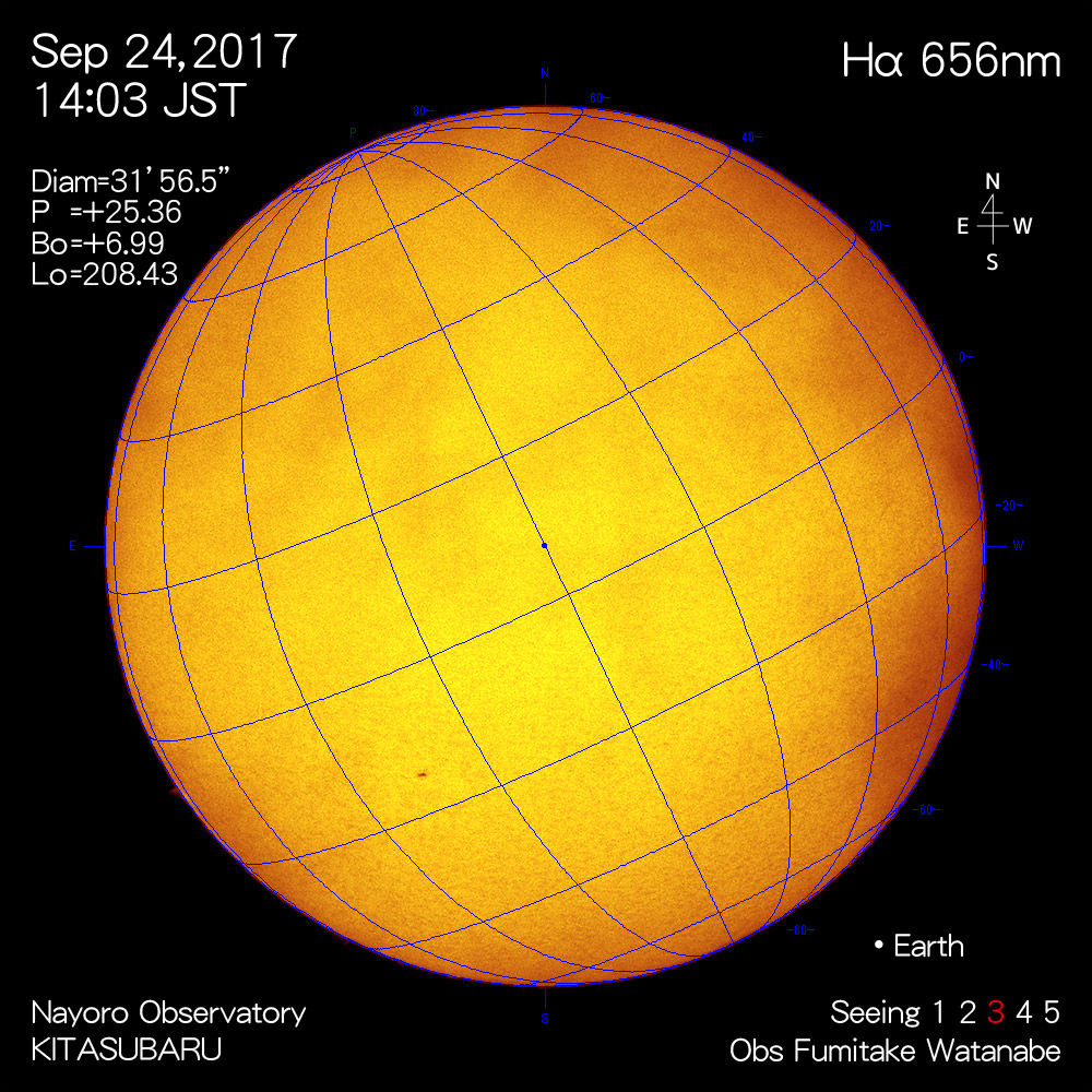 2017年9月24日Hα波長の太陽