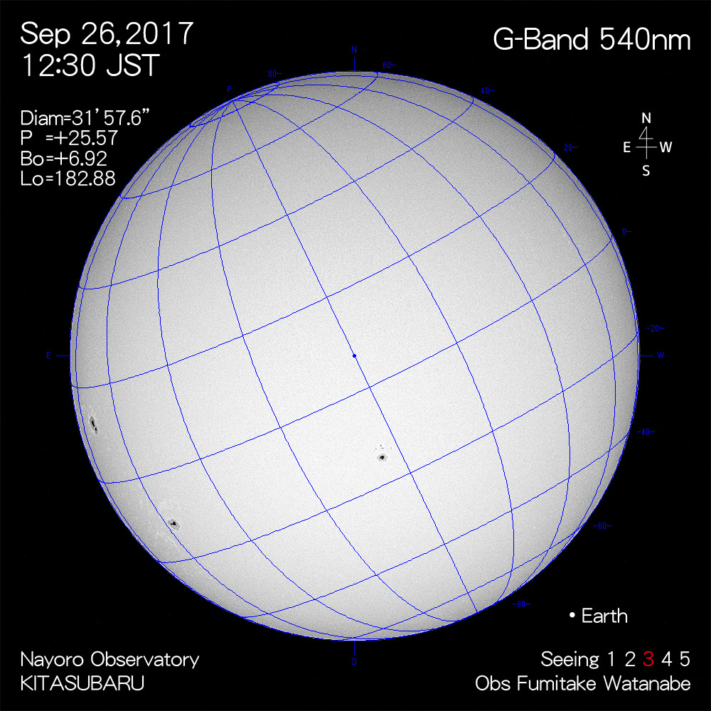 2017年9月26日540nm波長の太陽