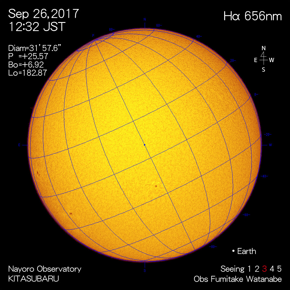 2017年9月26日Hα波長の太陽