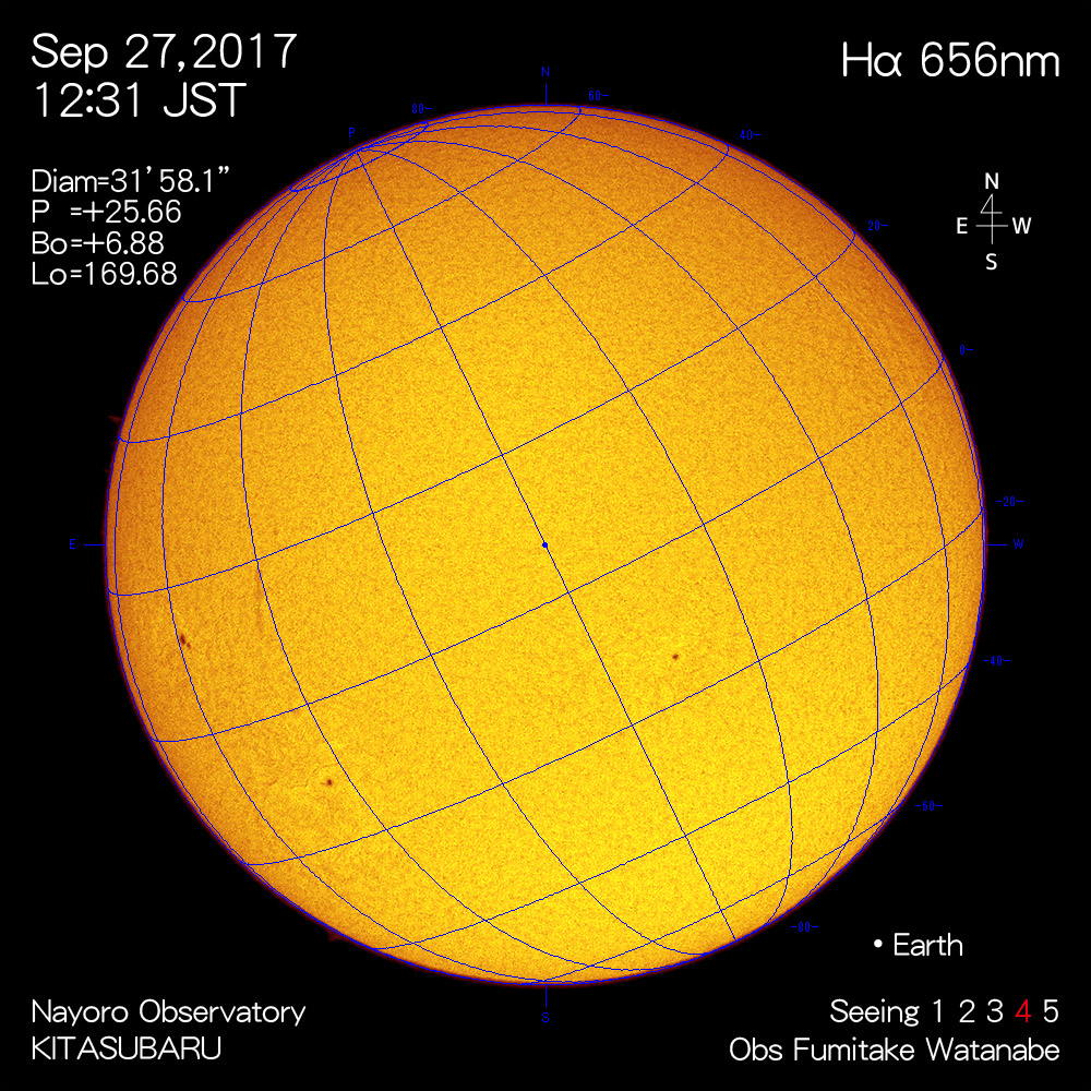 2017年9月27日Hα波長の太陽