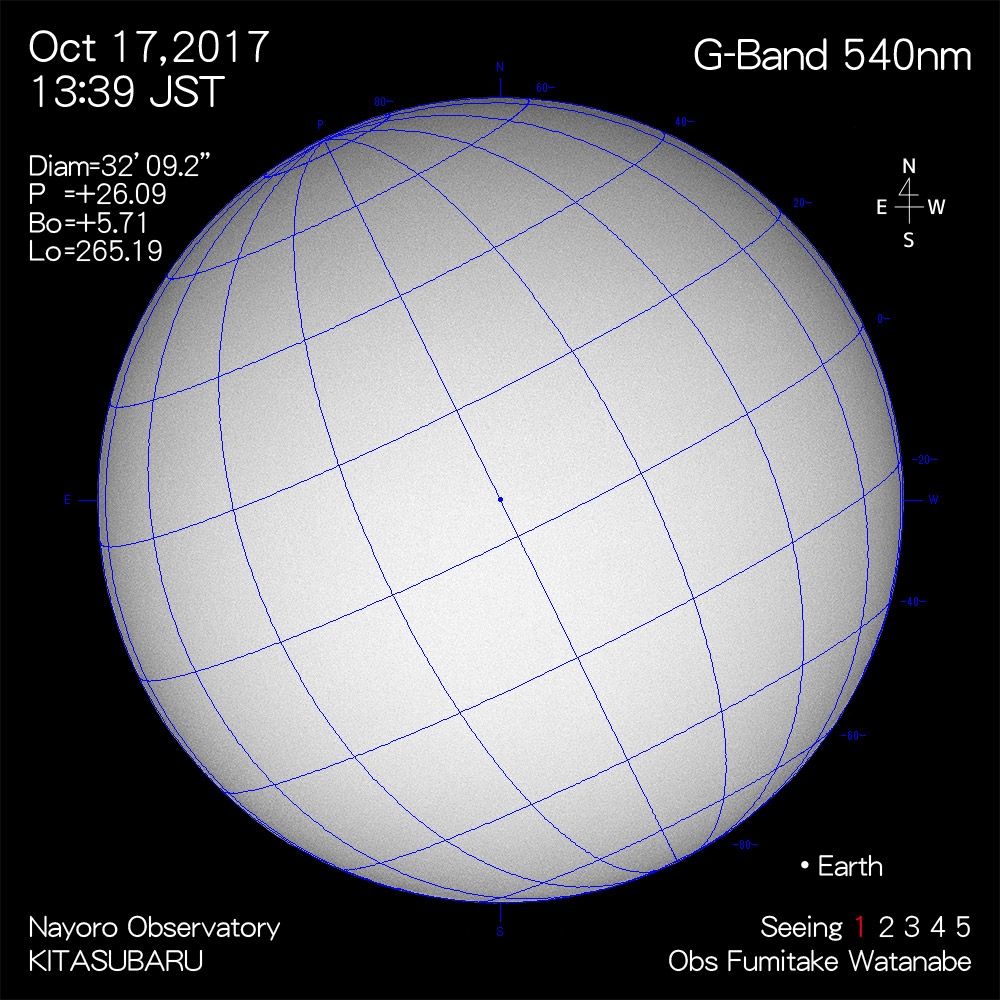 2017年10月17日540nm波長の太陽
