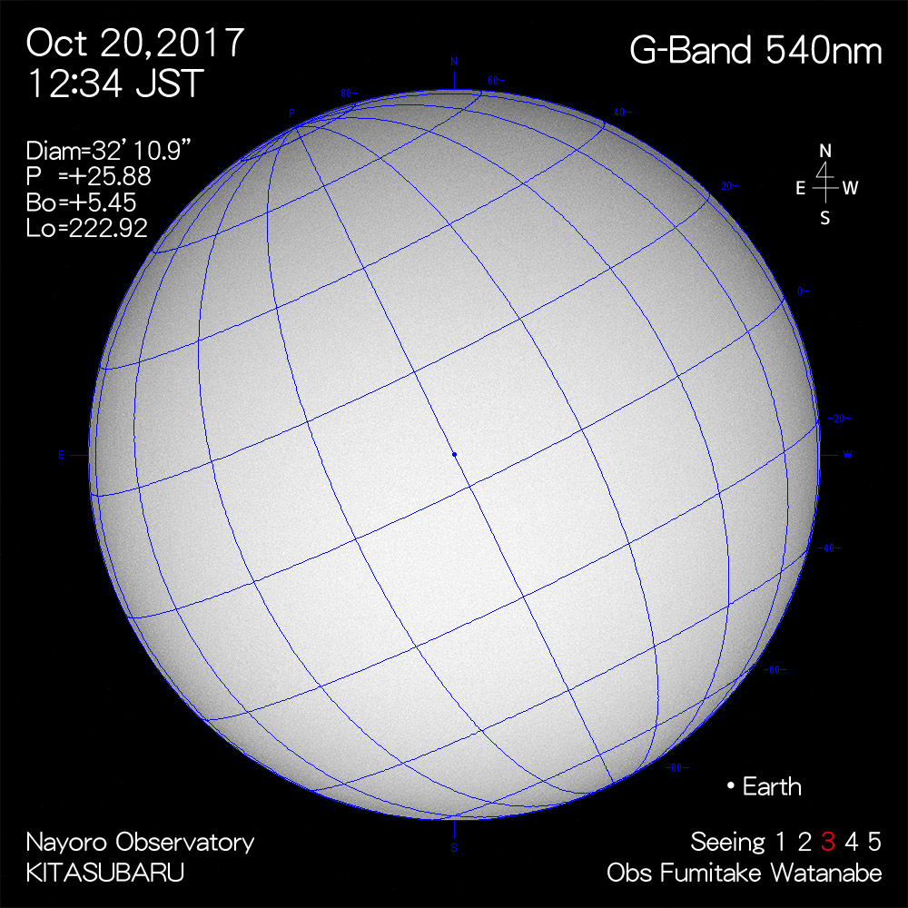 2017年10月20日540nm波長の太陽