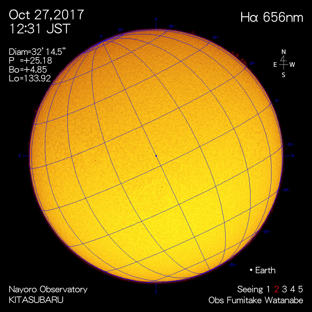 2017年10月27日Hα波長の太陽