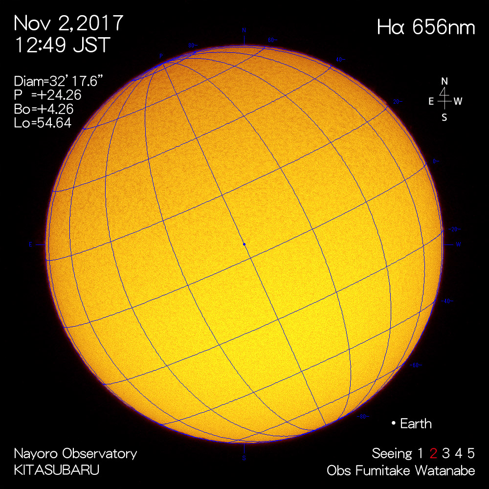 2017年11月2日Hα波長の太陽