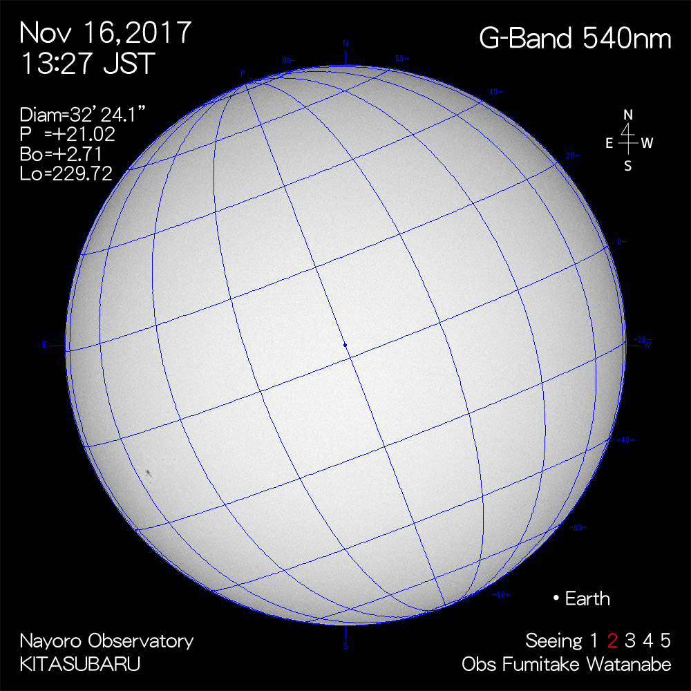 2017年11月16日540nm波長の太陽