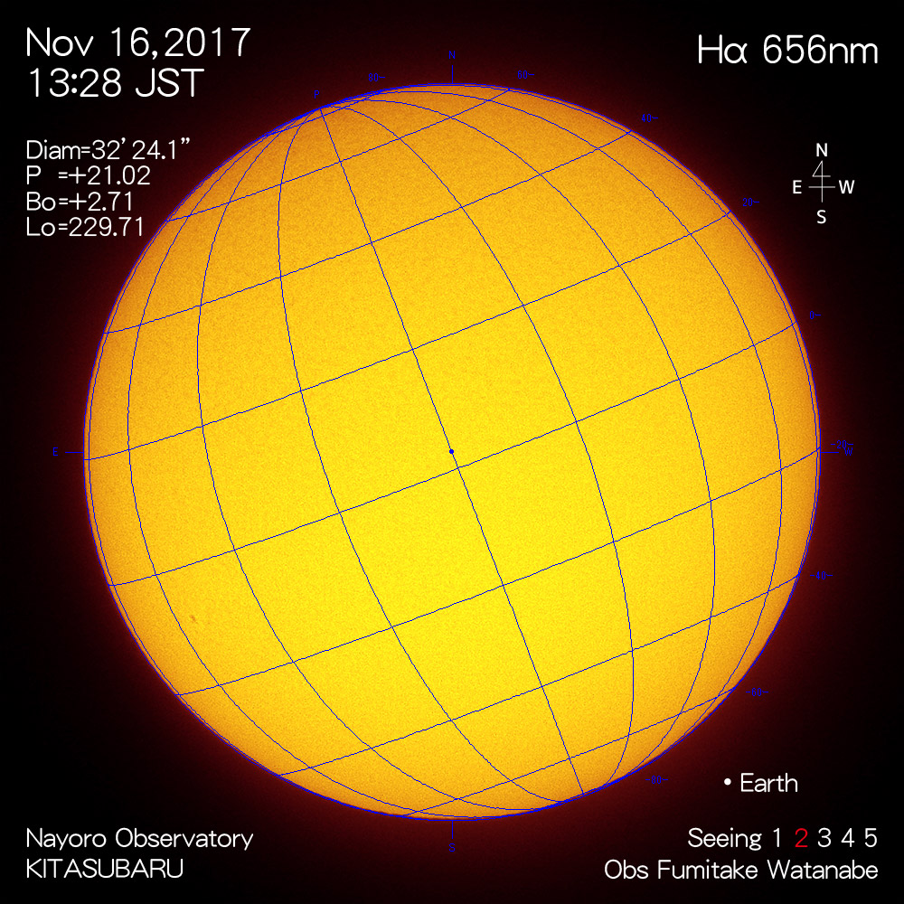 2017年11月16日Hα波長の太陽