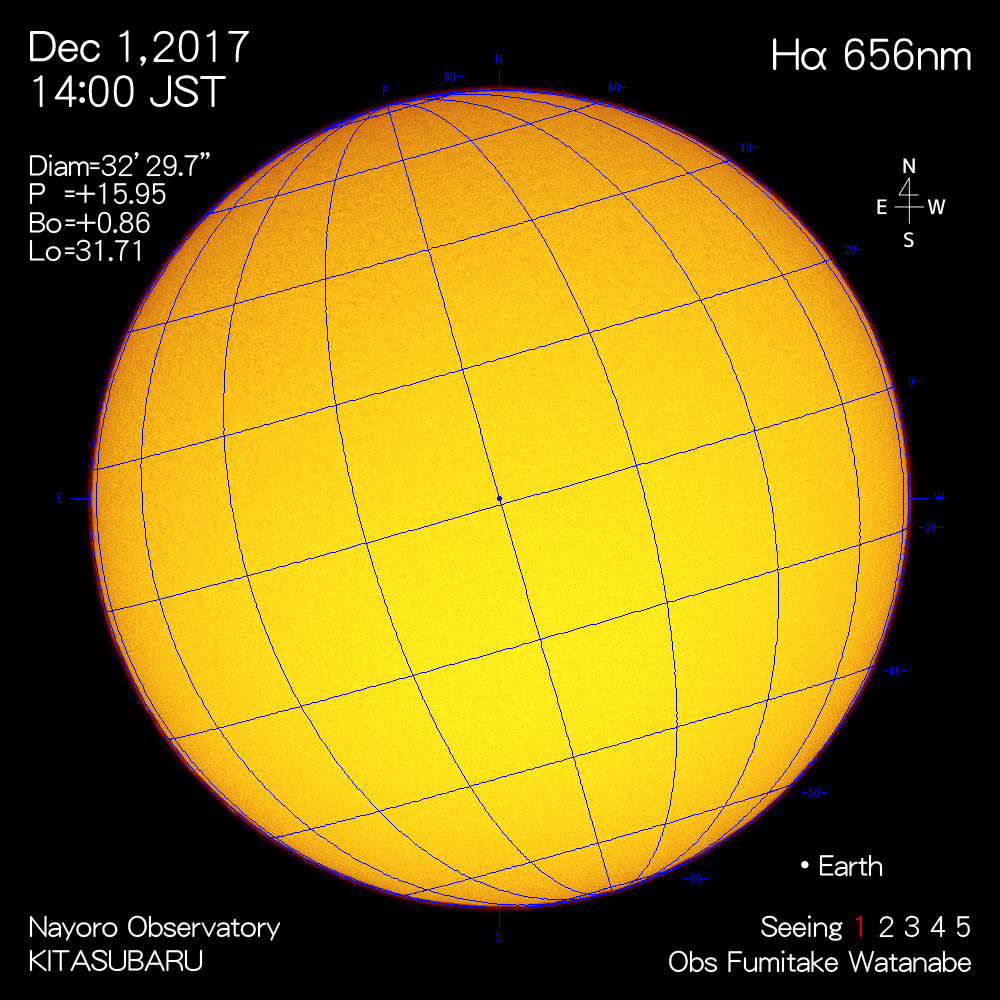 2017年12月1日Hα波長の太陽