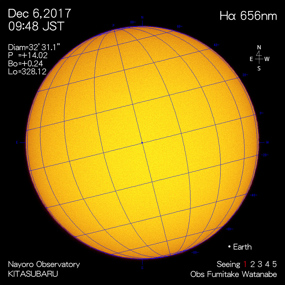 2017年12月6日Hα波長の太陽