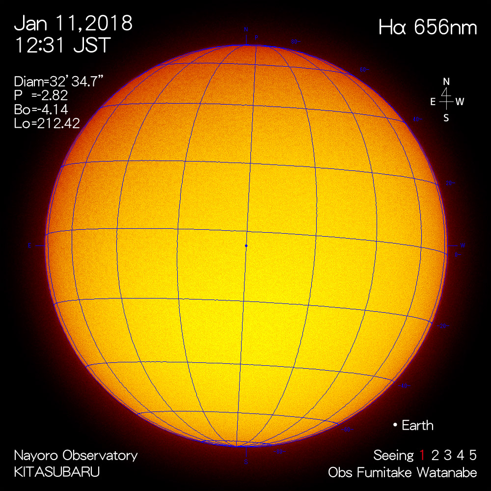 2018年1月11日Hα波長の太陽