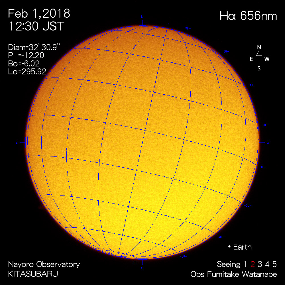 2018年2月1日Hα波長の太陽