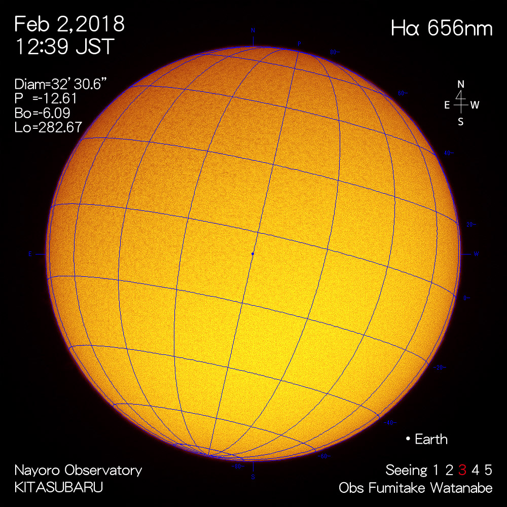 2018年2月2日Hα波長の太陽