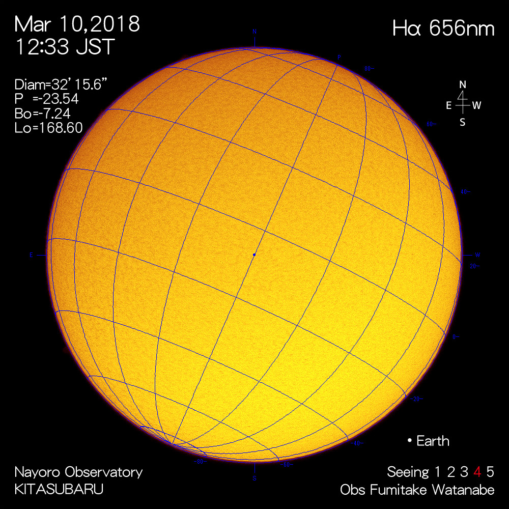 2018年3月10日Hα波長の太陽