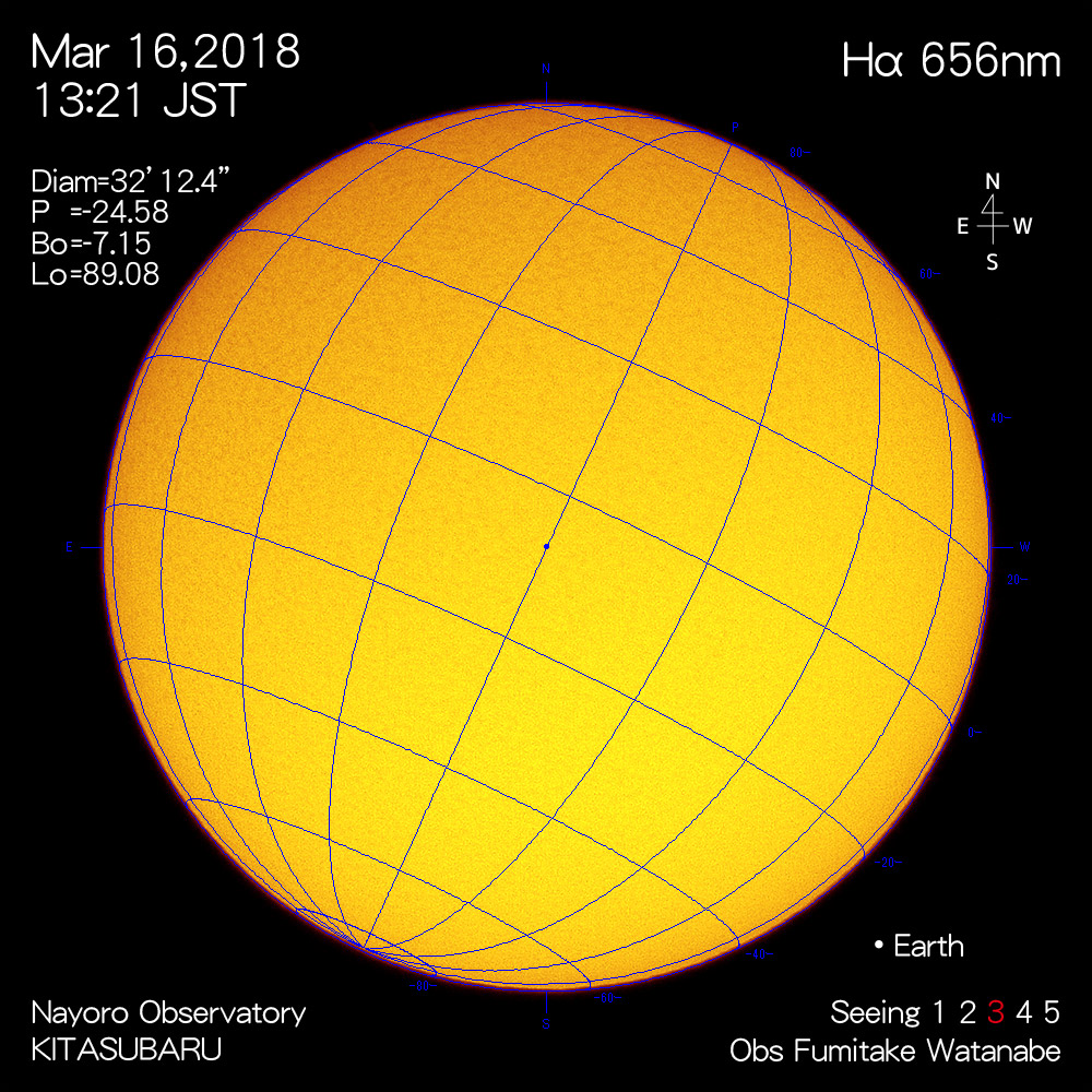2018年3月16日Hα波長の太陽