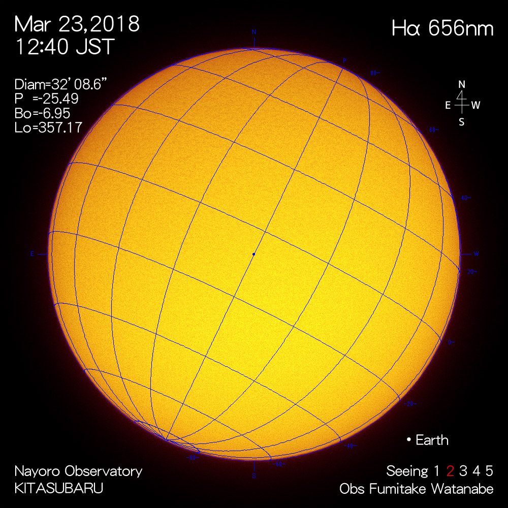 2018年3月23日Hα波長の太陽
