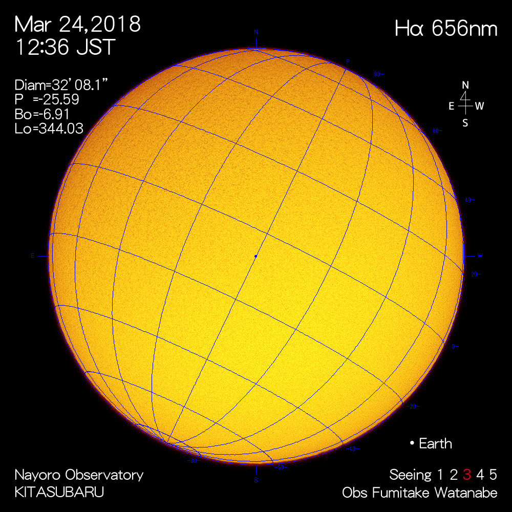 2018年3月24日Hα波長の太陽