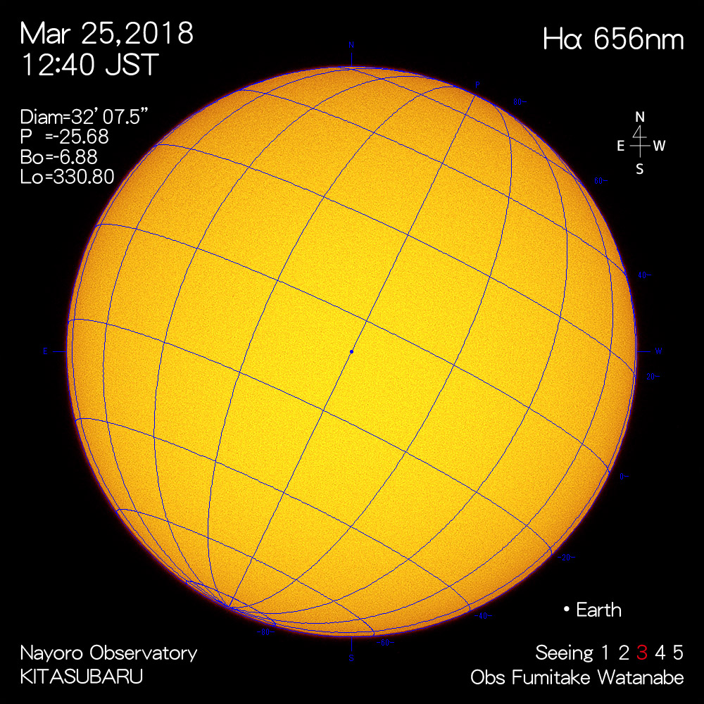 2018年3月25日Hα波長の太陽