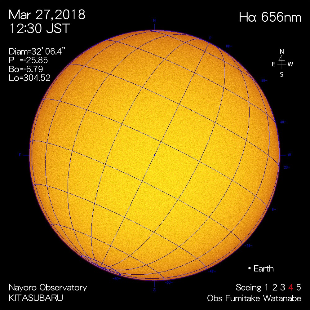2018年3月27日Hα波長の太陽