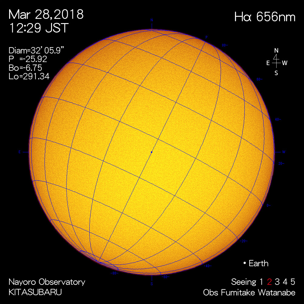 2018年3月28日Hα波長の太陽