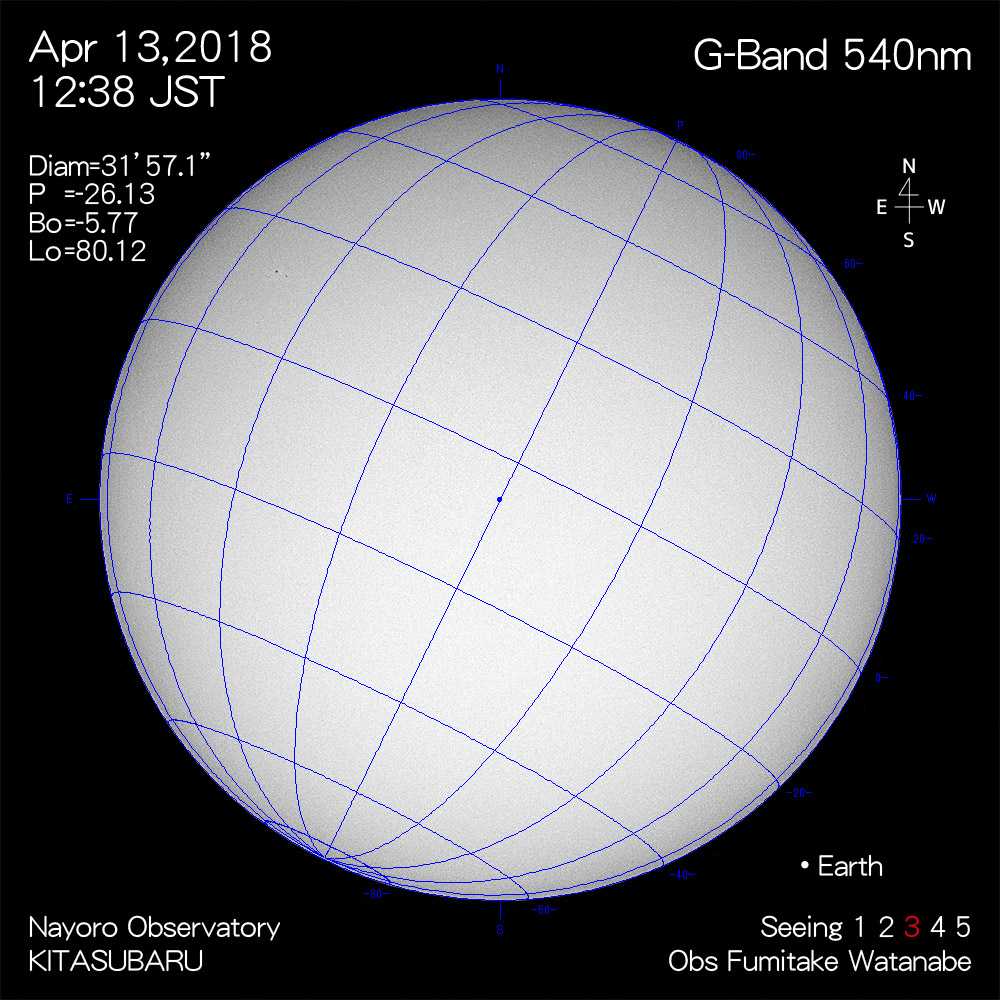 2018年4月13日540nm波長の太陽