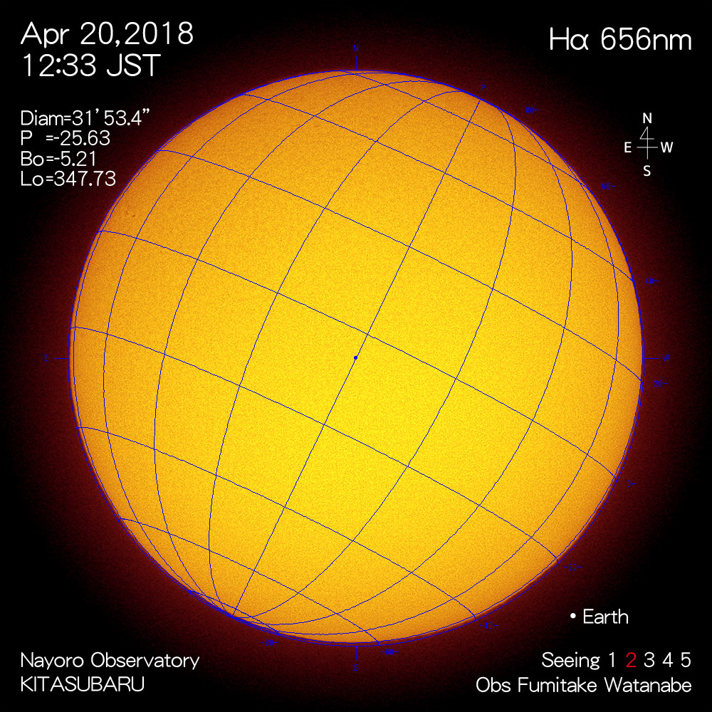 2018年4月20日Hα波長の太陽