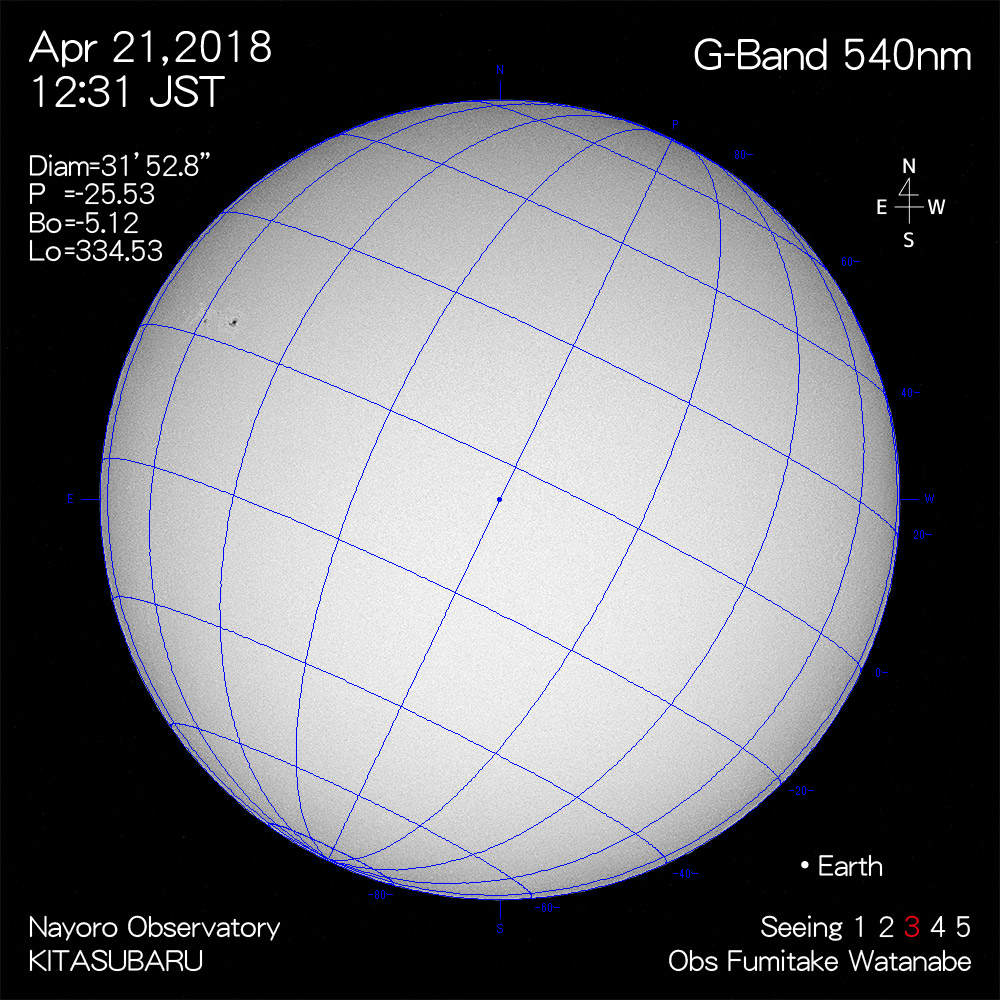 2018年4月21日540nm波長の太陽
