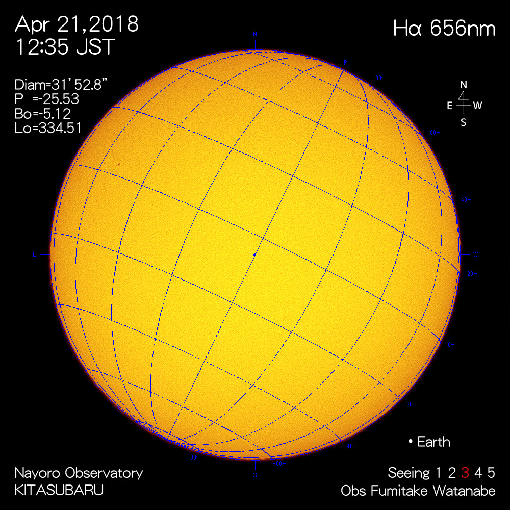 2018年4月21日Hα波長の太陽