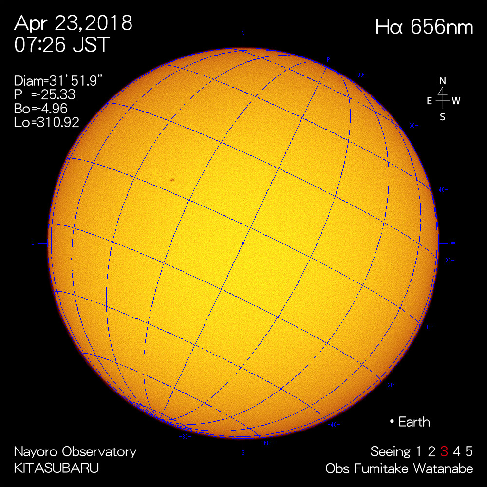 2018年4月23日Hα波長の太陽