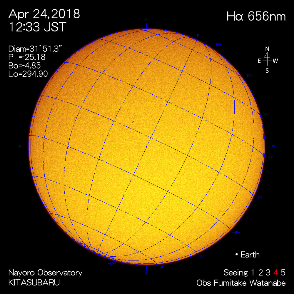 2018年4月24日Hα波長の太陽