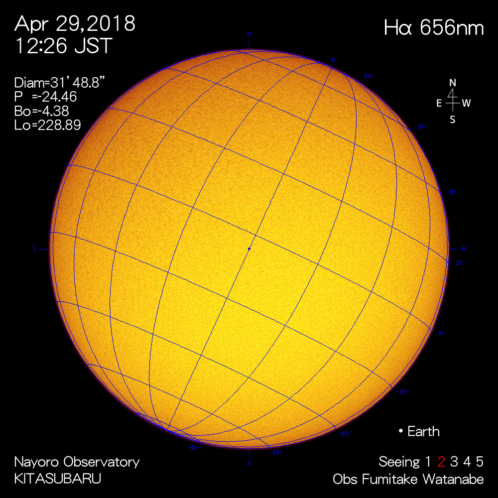 2018年4月29日Hα波長の太陽