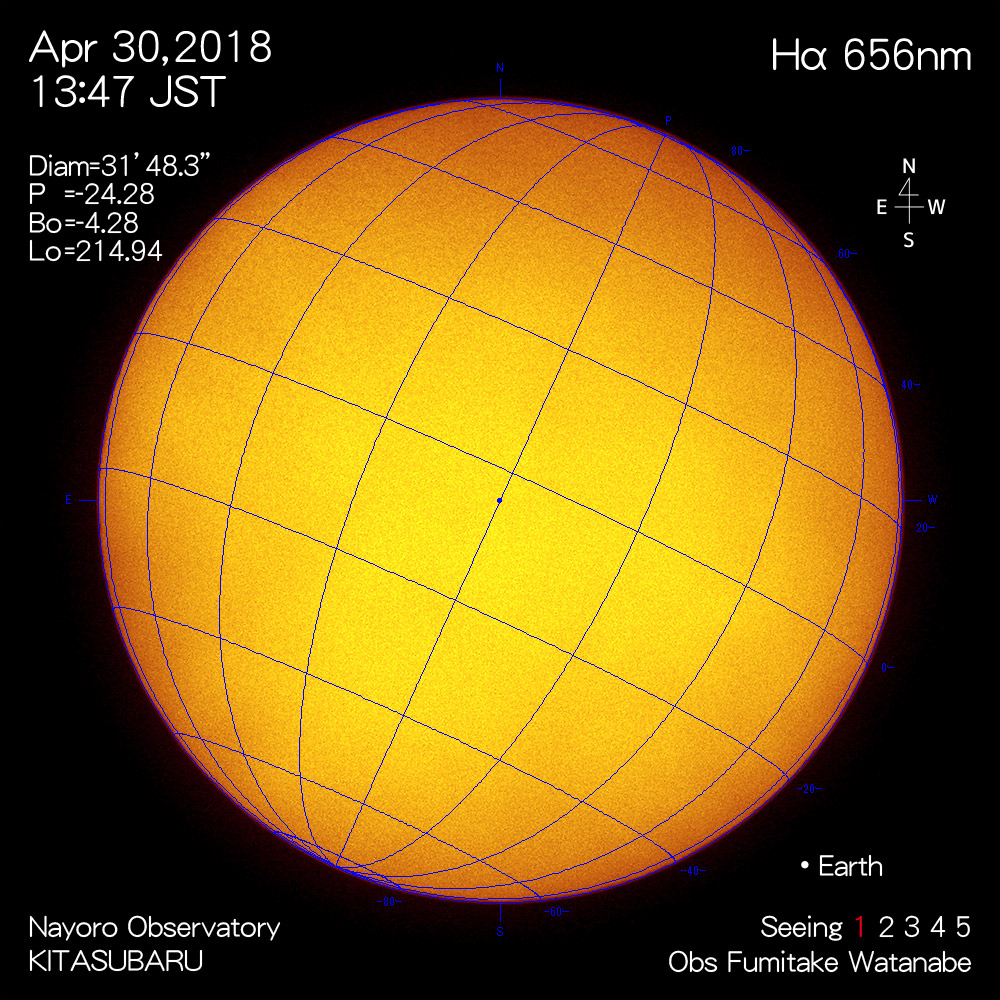 2018年4月30日Hα波長の太陽