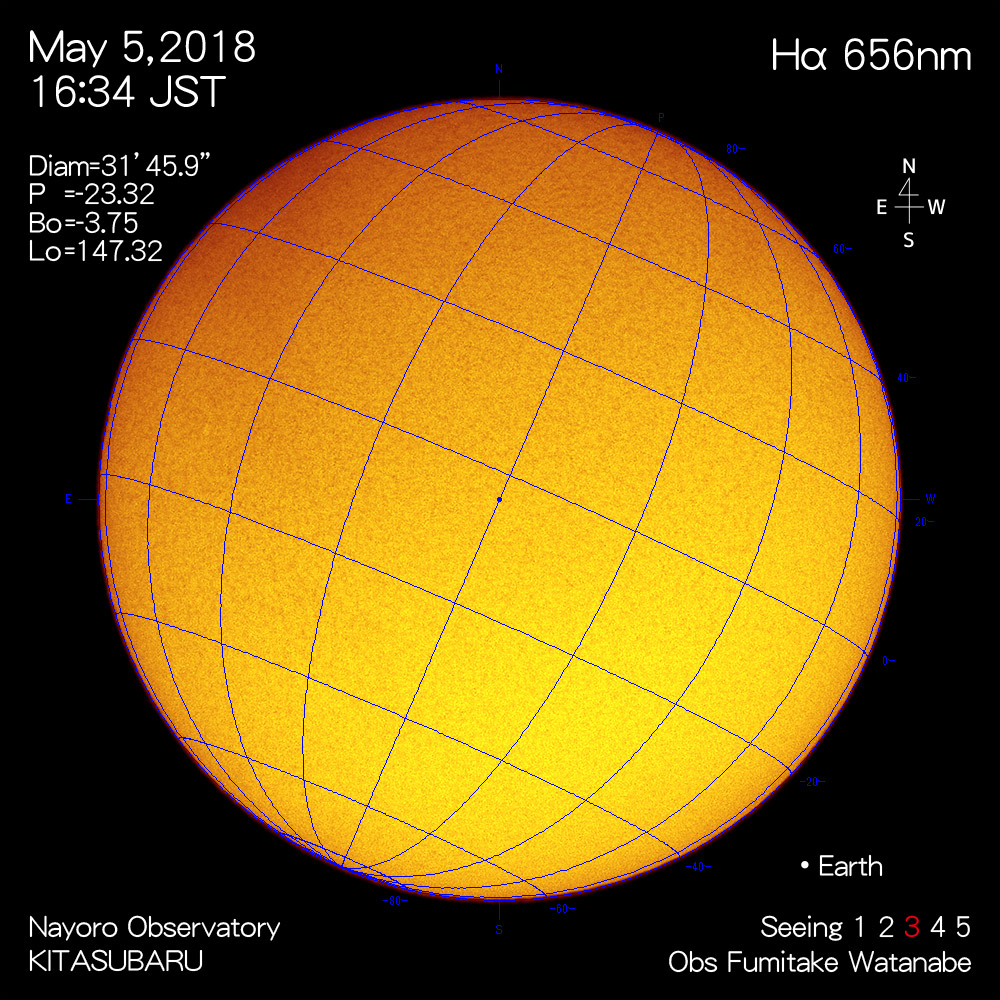 2018年5月5日Hα波長の太陽