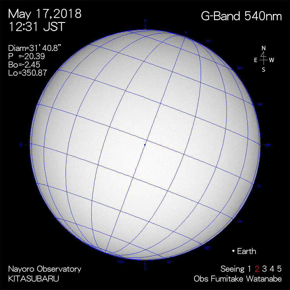 2018年5月17日540nm波長の太陽