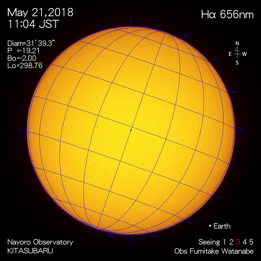 2018年5月21日Hα波長の太陽