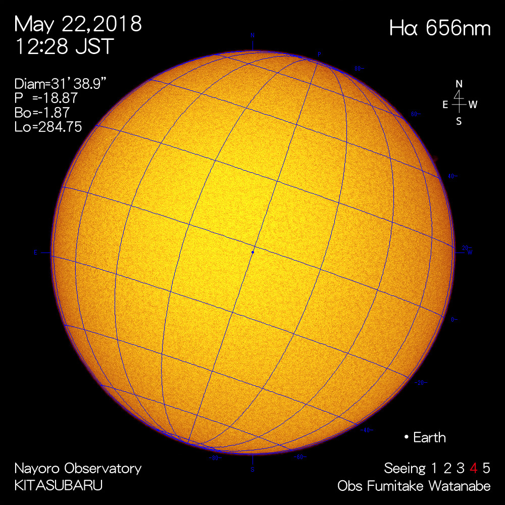 2018年5月22日Hα波長の太陽