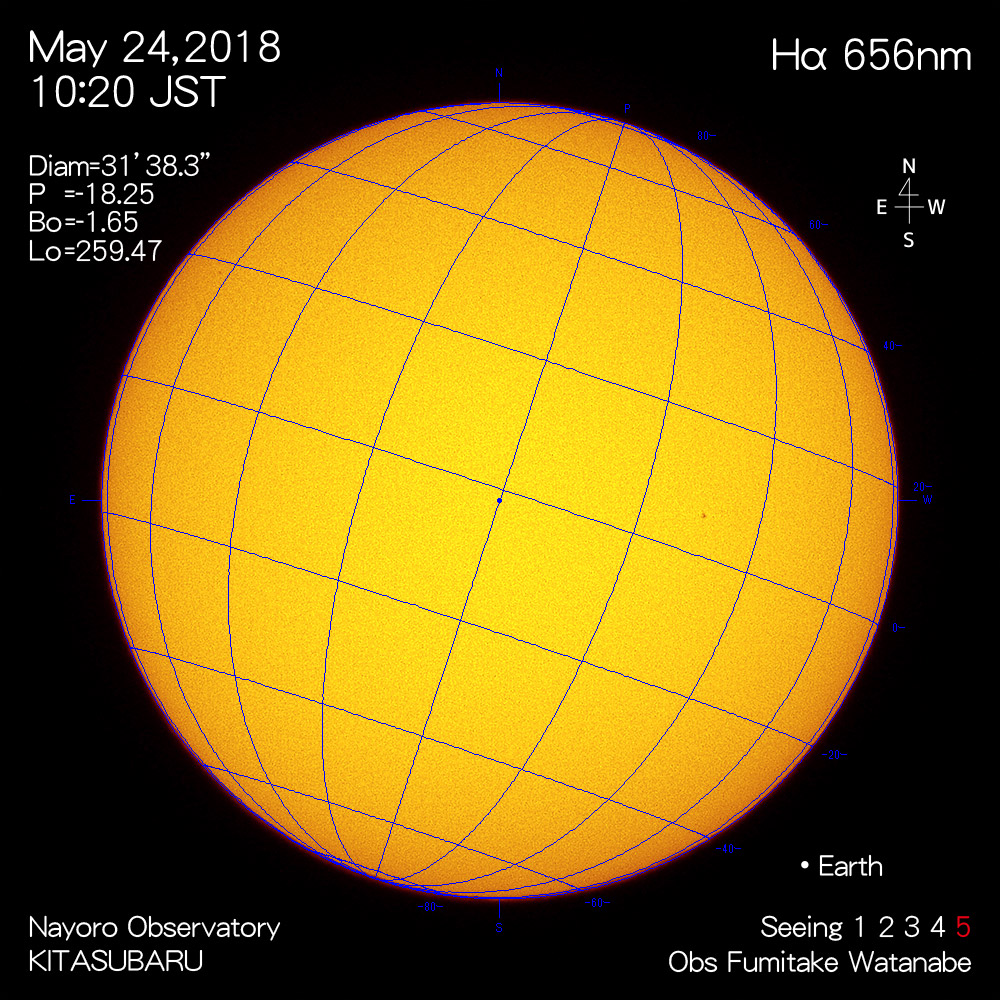 2018年5月24日Hα波長の太陽
