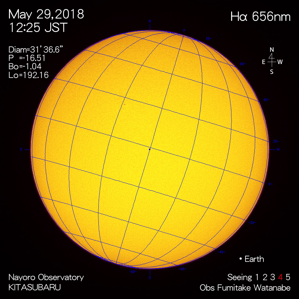 2018年5月29日Hα波長の太陽