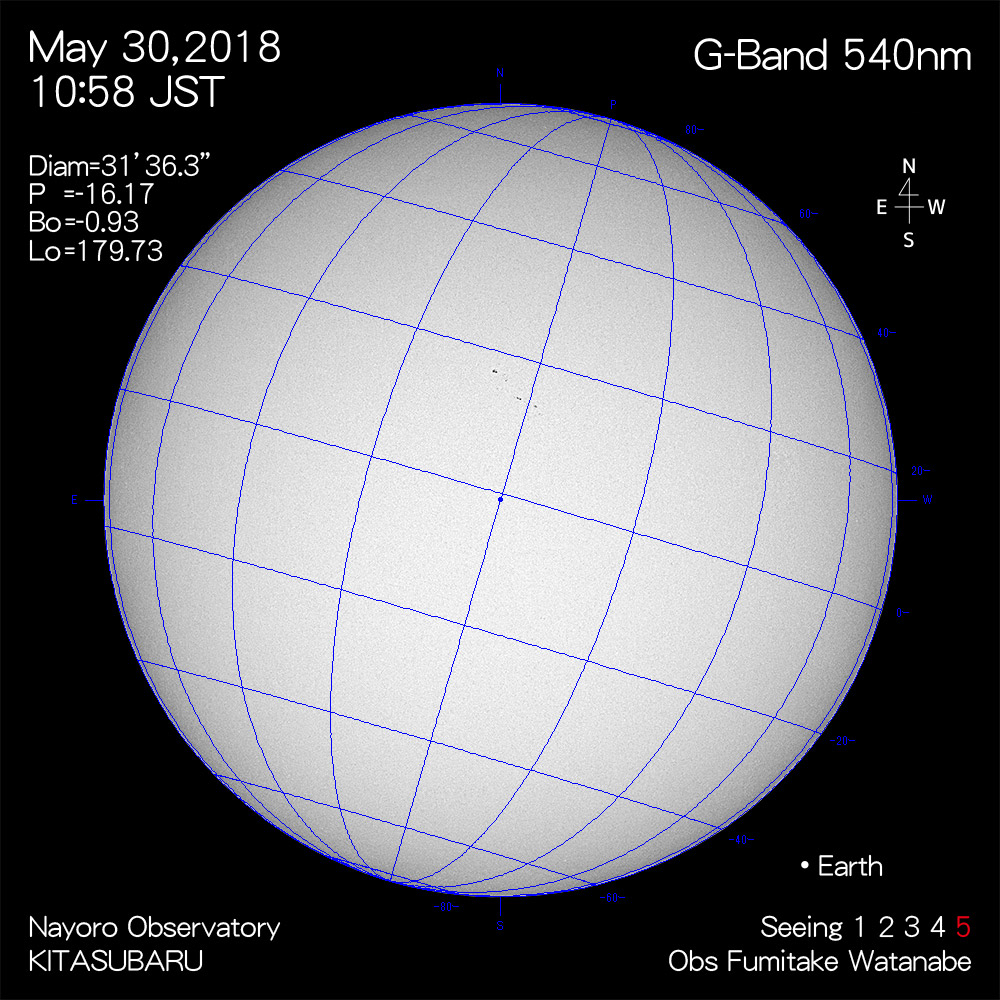 2018年5月30日540nm波長の太陽