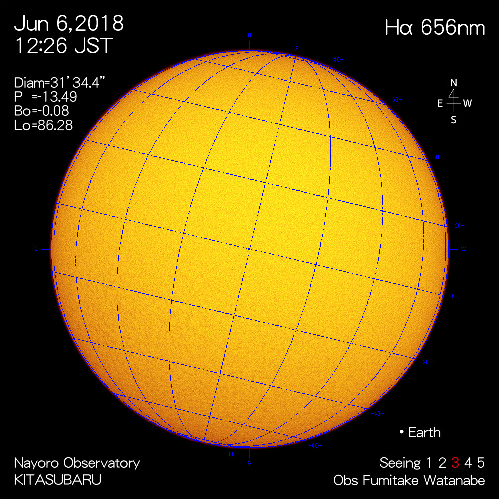 2018年6月6日Hα波長の太陽