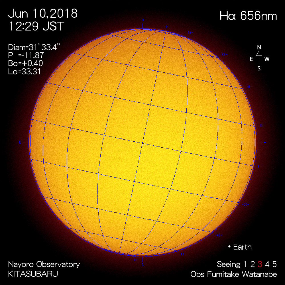 2018年6月10日Hα波長の太陽