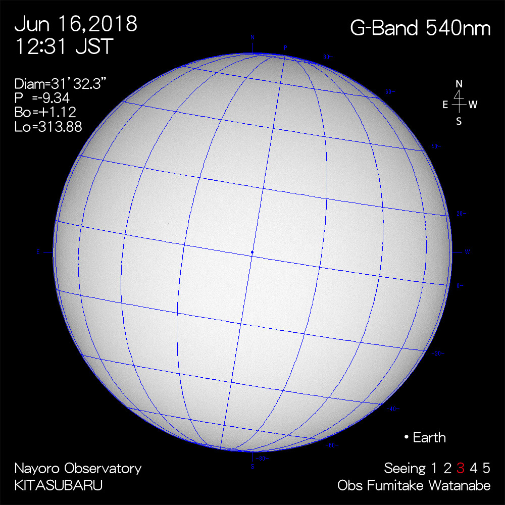 2018年6月16日540nm波長の太陽