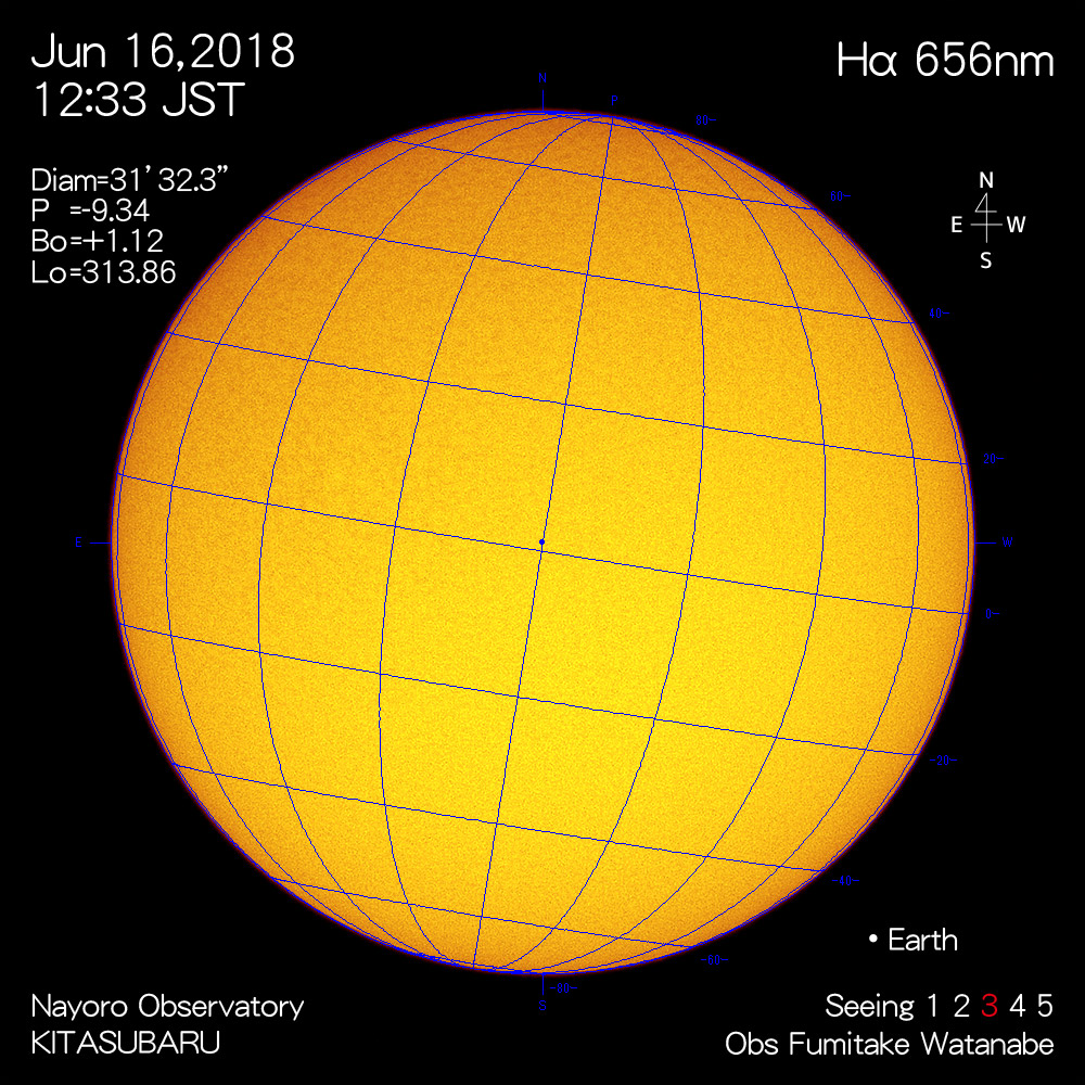 2018年6月16日Hα波長の太陽