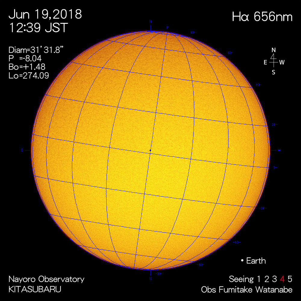 2018年6月19日Hα波長の太陽