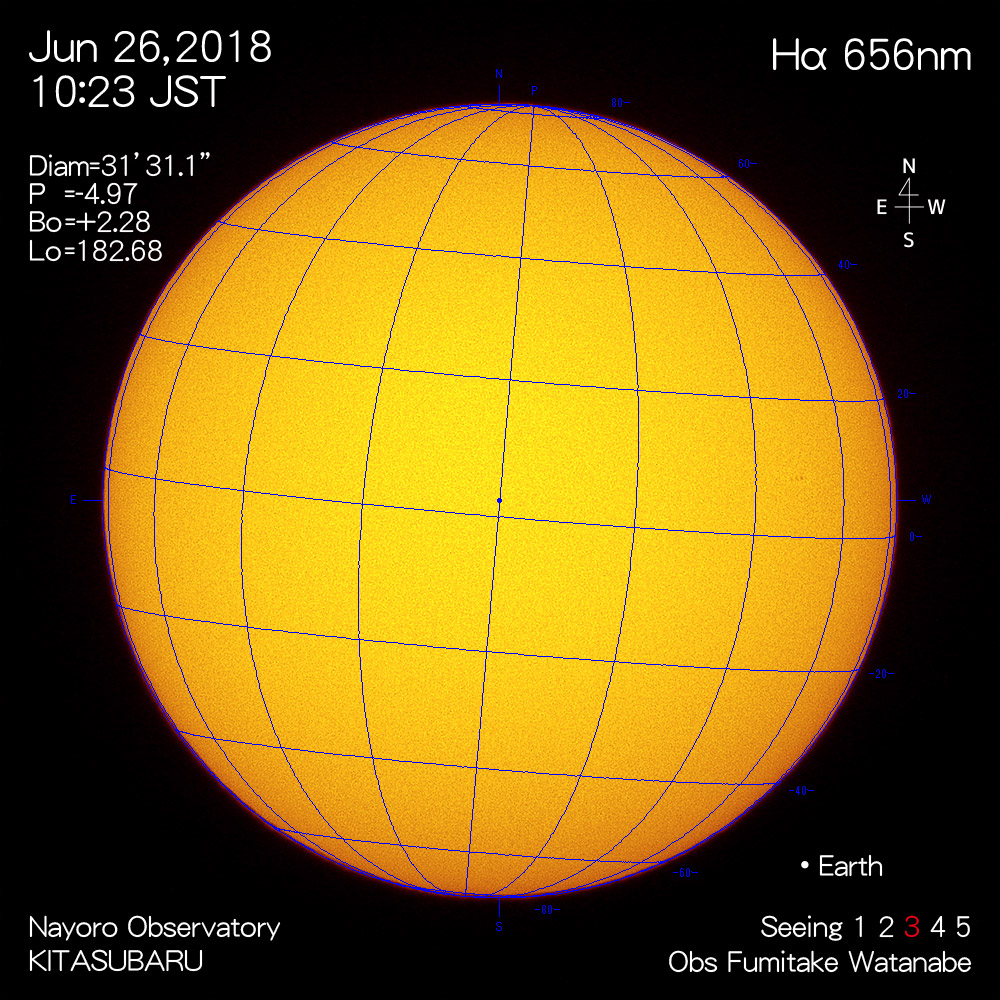 2018年6月26日Hα波長の太陽
