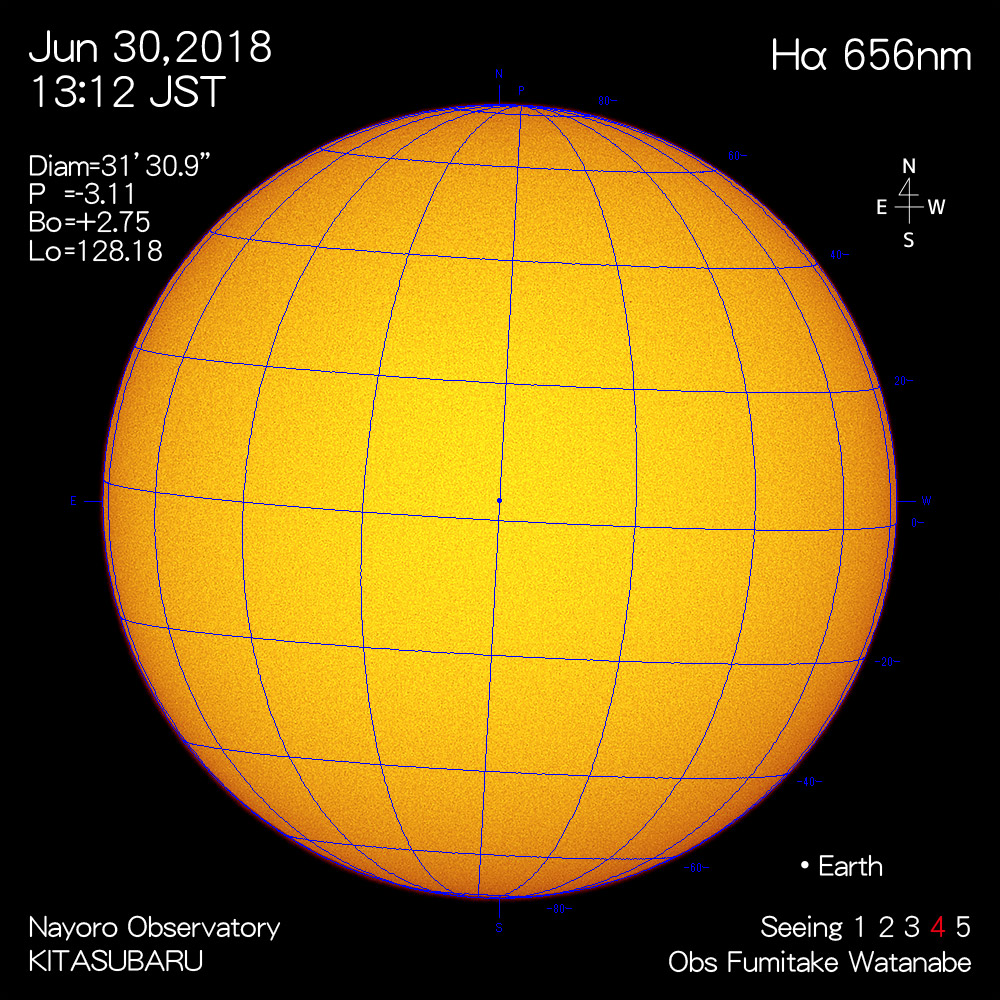 2018年6月30日Hα波長の太陽