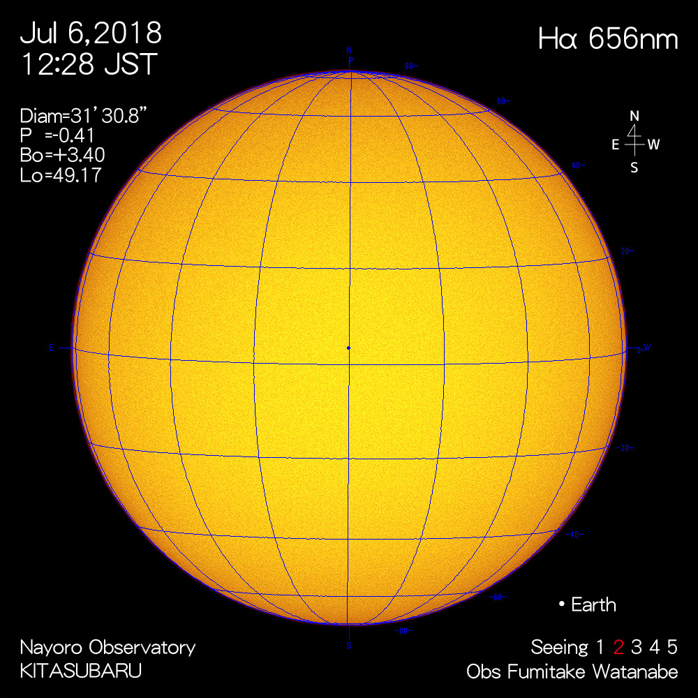2018年7月6日Hα波長の太陽