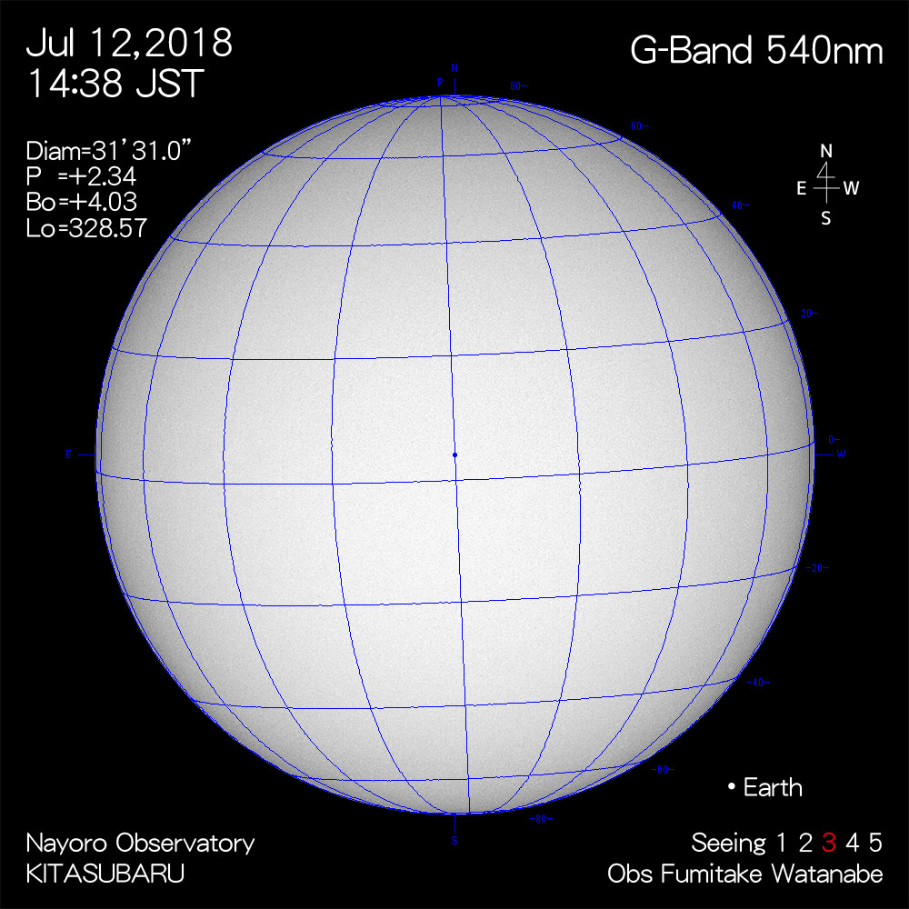 2018年7月12日540nm波長の太陽