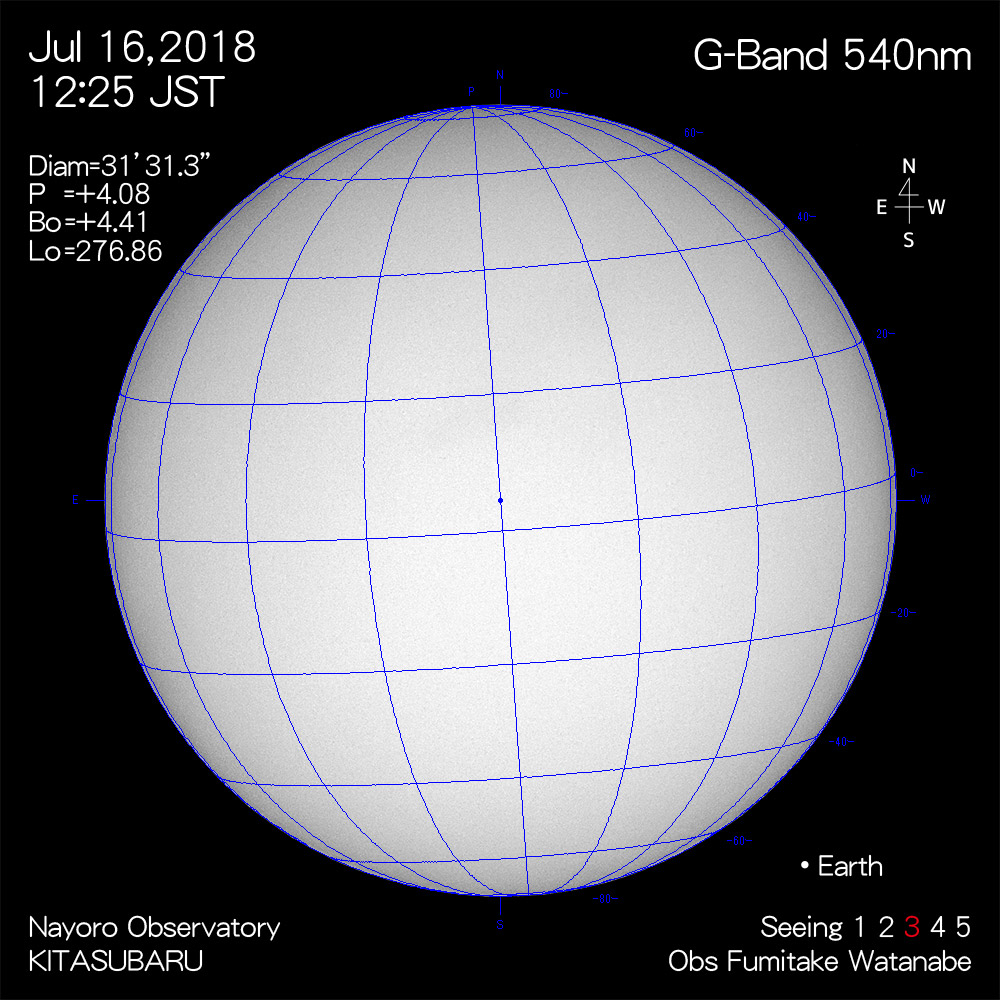 2018年7月16日540nm波長の太陽