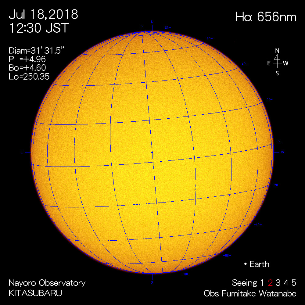 2018年7月18日Hα波長の太陽